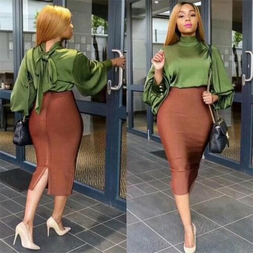 2020 New Bandage Skirt Elegant Pencil Skirt High Quality Celebrity Sexy Club Part y Wear Vintage Vestios Woman Celebrity