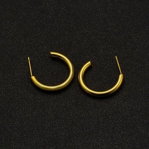 ALLNEWME Temperament Semicircle Gold Color Copper Hoop Earrings for Women Female Brass Hollow Round Open Earring Party Jewelry