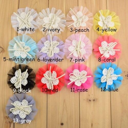 Yundfly 10pcs Newborn Chiffon Mesh Flower For Baby Girls Hair Accessories Handmade Lace Fabric Flowers For Headbands