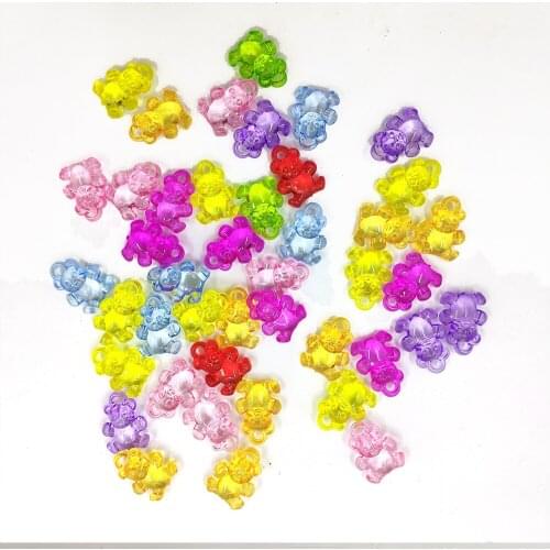 100pcs DIY accessories beaded material transparent color acrylic pendant imitated crystal teddy bear 004002003