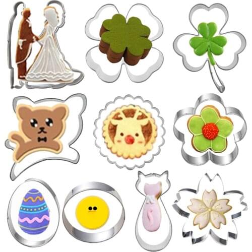 11 Pcs Valentines Day Stainless Steel Wedding Cookie Cutter Biscuit Mold Flower Fondant Cake Home Baking Frame Decorate Tools