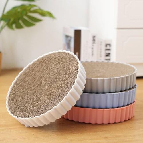 2 In1 Cats Scratching Board Round Scratcher Pad Kitten Scrapers Grinding Nails Cat Toys and Scratch Couch Bed Catnip Cardboard