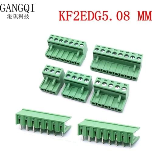 2EDG5.08 2/3/4/5/6/7/8/9/10/12Pin Curved Straight Needle Terminal Plug Type 300V 15A 5.08mm Pitch Connector Pcb Screw Terminal