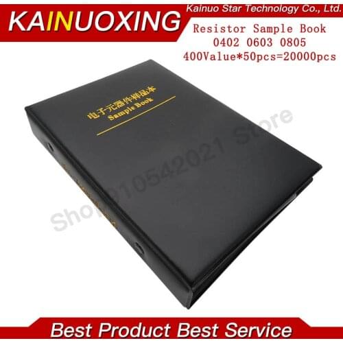 400value=20000PCS 0402 0603 0805 Resistor Sample Book 1% SMD Assorted Kit 10K 49K9 100K 1K 0R 1R 100R 220R 1M 10M