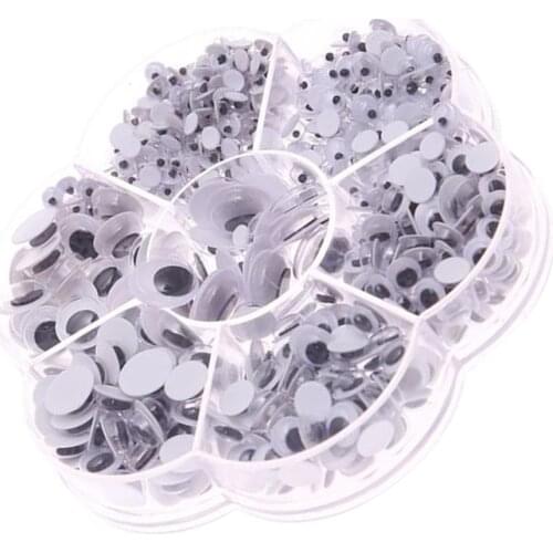 710pcs Self Adhesive Sticky Wiggle Googly Eyes Sticker Assorted Sizes for Kids Craft Scrapbooking Card Making 4/5/6/7/8/10/12mm