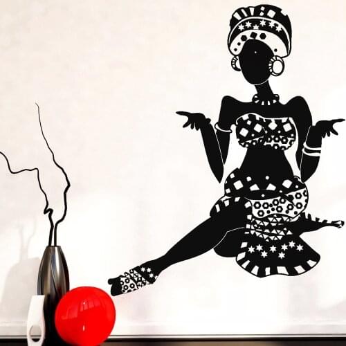 African Woman Wall Decal Beauty Salon Decor Native Black Turban Girl Vinyl Removable Wall Stickers Home Decoration Bedroom Z161