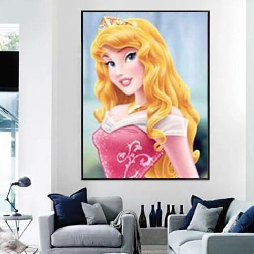 Disney 5D Diy Diamond Painting Princess Series Sticker Diamond Full Round Diamond Interior Decoration Handmade Painting