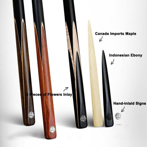 O'MIN Enlighten One Piece 3/4 Jointed Maple Snooker Cue with Case with Telescopic Extension 10mm Tip Billiard Cue