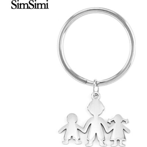 100% Stainless Steel Blank Family Keychain Family Love Mom Dad Son Daughter Key Chain Women Gift High Polished Wholesale 10pcs