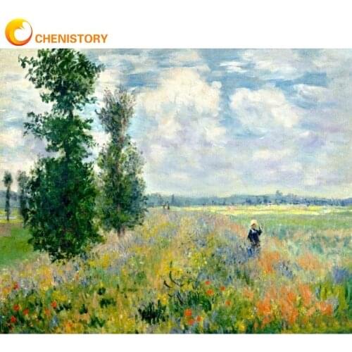 CHENISTORY 40x50cm Framed Oil Picture By Numbers Kits Handmade Landscape Painting By Number Diy Framed Acrylic Paint Canvas
