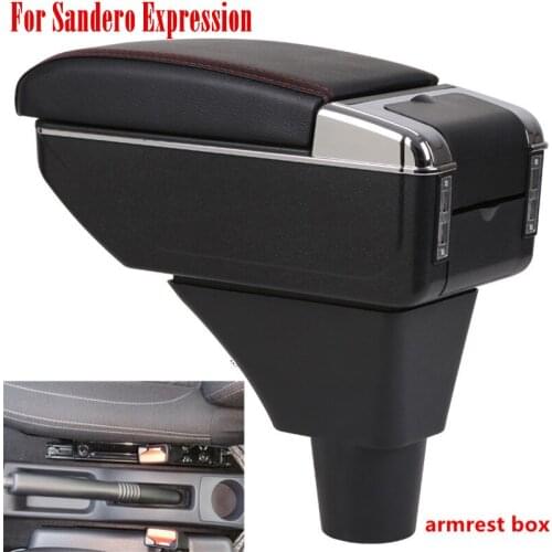 For Sandero Expression armrest box central Store content Storage box armrest box with cup holder ashtray USB interface
