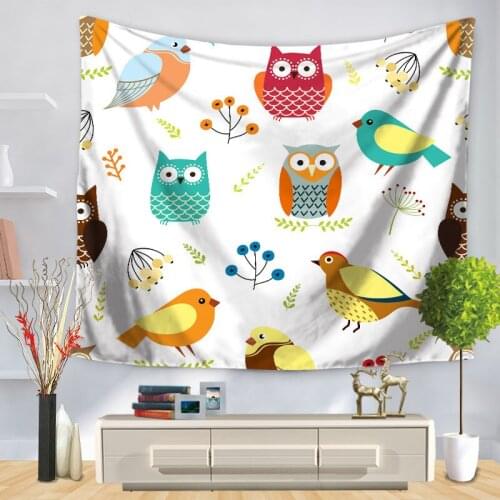 Home Decorative Wall Hanging Carpet Tapestry Rectangle Bedspread Cartoon OWL Hand Painting Pattern GT1225