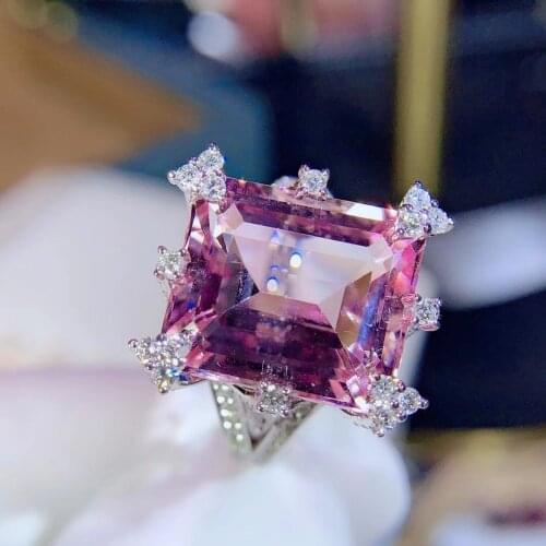 H118 Morganite Ring 11ct Fine Jewelry 18K Gold 100% Natural Pink Beryl Heliodor Morganite Jewellery for women Fine Ring