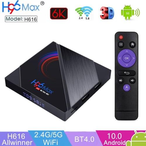 H96 MAX H616 Smart TV Box Android10.0 4GB 32GB 64GB Media Player 6K HD Google Voice Remote 3D BT4.2 TV BOX 2GB 16GB Set top Box