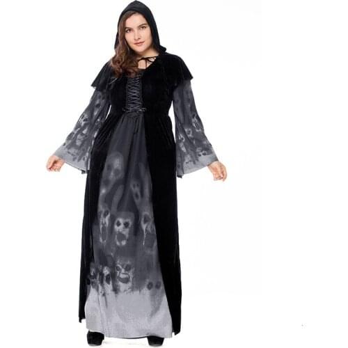 JIEZuoFang Big /Plus size Halloween Sexy Witch Costumes Adult Women Queen Carnival Purim Party Cosplay Fancy Dress