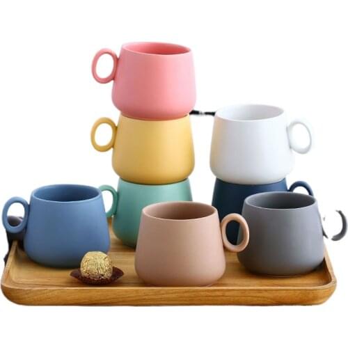 Macaron Ceramic Mug Matte Northern European Coffee Milk Latte Cup Tumbler Cups Creative Big Belly Cup Drinkware Household Gift