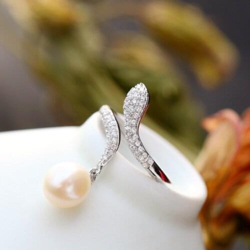 Vintage Thai Silver Wholesale Womens Fashion S925 Sterling Silver Ring Snake Open Ended Silver Rings With Pearl Ring
