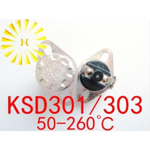 KSD303 45-260 degree Manual Reset 10A 250V KSD301 Normally Closed Temperature Switch Thermostat Resistor x 100PCS