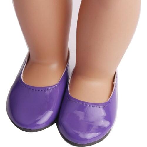 Doll Shoes Simple purple single shoe fit 18 inch Girl dolls and 43 cm baby doll toy accessories s87