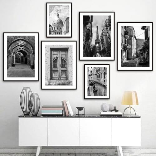 Morocco Doors Windows Eiffel Tower Cars Wall Art Canvas Painting Nordic Posters And Prints Wall Pictures For Living Room Decor