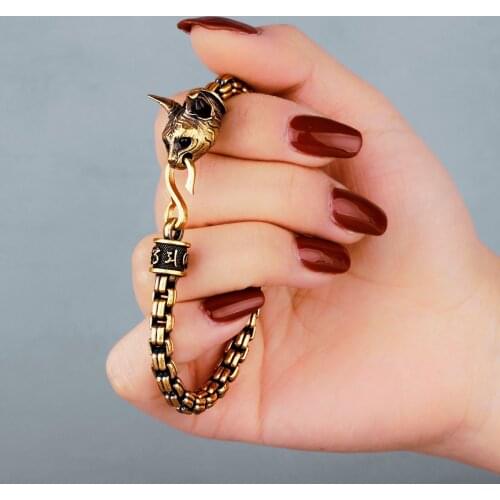 Cute Kitty Brass Mens Womens Copper Bracelet Bangle Vintage Punk Hip Hop For Couple Lover Girl Boyfriend Jewelry Gift Wholesale