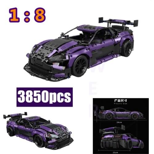 Cars Model MOC-8780 Aston Martin Vantage GT3 Purple Super Racing Car Bricks Fit lepinings Building Blocks Gifts for Kids Toys