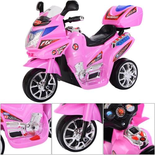 1.86 MPH 3 Wheel Black Ride On Motorcycle Battery Powered Bicycle Kids Toy GiftTY327423