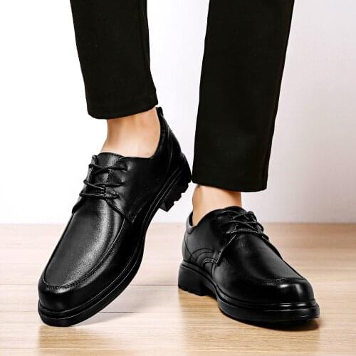 British Men Dress Shoes Spring Autumn Male Leather Flats Business Casual Mans Footwear Round Toe Lace Up Derby Shoes Big Size 48