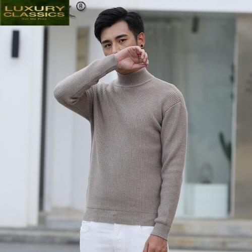 2021 Mens Sweater Korean Style Turtleneck Men Long Sleeve Knitted Sweater Warm Autumn Winter Mens Clothes Pull Homme 504