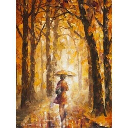 Landscape Rain City Night Street DIY Cross Stitch Embroidery 11CT Kits Craft Needlework Set Printed Canvas Dropshipping