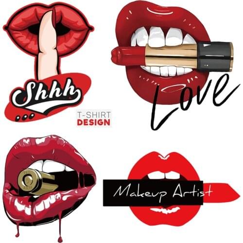 Iron on patches for clothes Iron on transfer for clothing T shirt sexy lip patch vinyl transfer stickers press printed applique