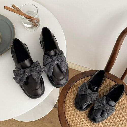 New Loafers Spring comfortable Breathable Butterfly-knot Casual Women Sweet elegant Flats Pure color Women Slip On Ladies U29-19