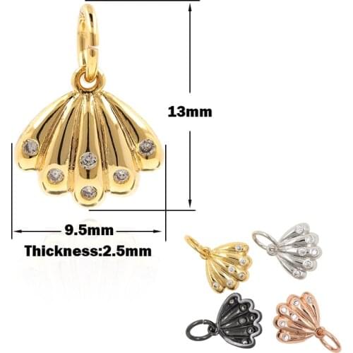 Shell Pendant Brass Zircon Gold Plated Ocean Charm DIY Jewelry Bracelet Necklace Making Accessories