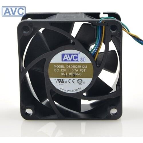 Original 6025 12V 0.7A 6cm 6mm DS06025B12U 4 wire temperature control CPU cooling fan 20pcs/lot