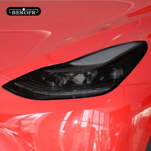 For Tesla Model Y 2020 Car Headlight Tint Smoked Black Protective Film Front Light Taillight Transparent TPU Sticker Accessories