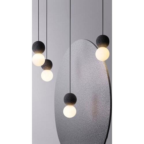 Simple Modern Resin Pendant Lights Industrial Bedroom Bedside Lamp Cafe Restaurant Bar Led Hanging Lights Glass Ball Hanglamp