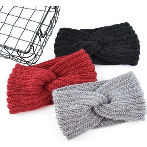 Multicolor forehead cross winter knit warm women headbands solid color ladies turban hair band headwear sports hair ribbons