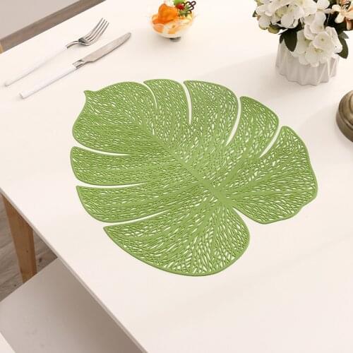 Nordic Tableware Mat Leaf Western-style Pvc Placemat Thermal Insulation Marble Table Mat Household Anti-scalding Waterproof