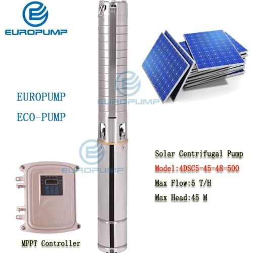 EUROPUMP MODEL(4DSC5-45-48-500) Solar Water Pump MPPT Controller Stainless Steel Impeller 48V 500W 5T/H Flow 45m Head Water pump