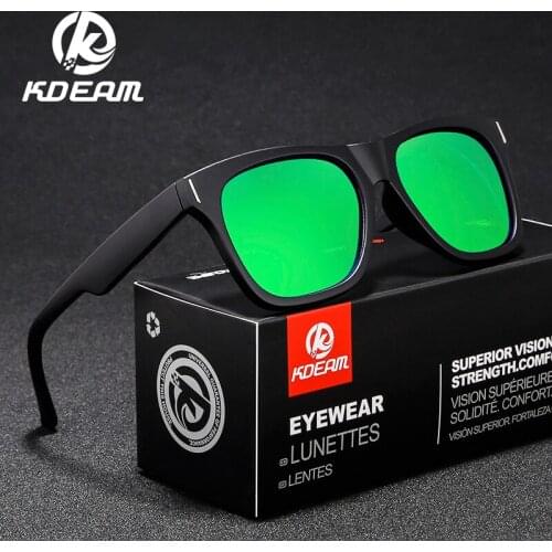 KDEAM Stylish Classic Unisex Square Polarized Sunglasses Fashion Plastic Rectangle Mirror Cool Shades Outdoor Glasses With Box