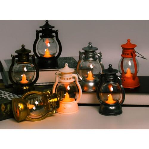 LED Lantern Halloween Party Decoration Retro Oil Lamp Home props Night Lights Outdoor Bar Hanging Decor Kids Toys Party Supplies