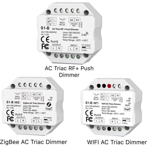 Tuya APP Cloud Control WiFi/ZigBee/RF AC Triac Dimmer 1CH*1.5A