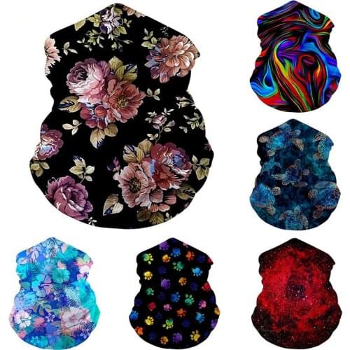 Unisex Dog Paw Floral Anti-UV Dust Face Cover Neck Gaiter Outdoor Cycling Scarf Stop The Flying Spit Respirator for Summer