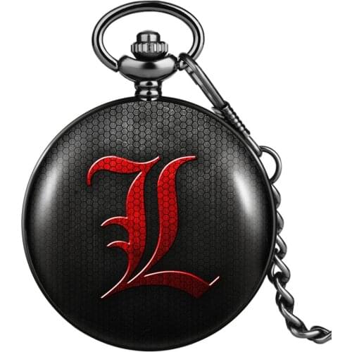 Vintage Japanese Anime Theme Quartz Pocket Watch Death Note Printing Antique Black Flip Pocket Watch Watch Gift Boys And Girls
