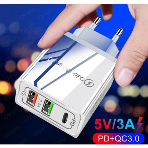 3.1A PD Charger Quick Charge 3.0 PD 3.0 Fast Charging USB Chargers For iPhone11 Samsung Huawei Mobile Phone Accessories Charger