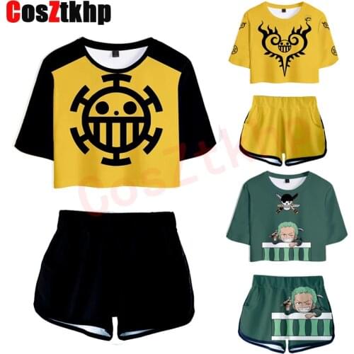 Anime One Piece 3D Print Tracksuit Women Two Piece Set Top and Shorts Luffy Roronoa Zoro Nami Sanji Nico Robin Cosplay Costume