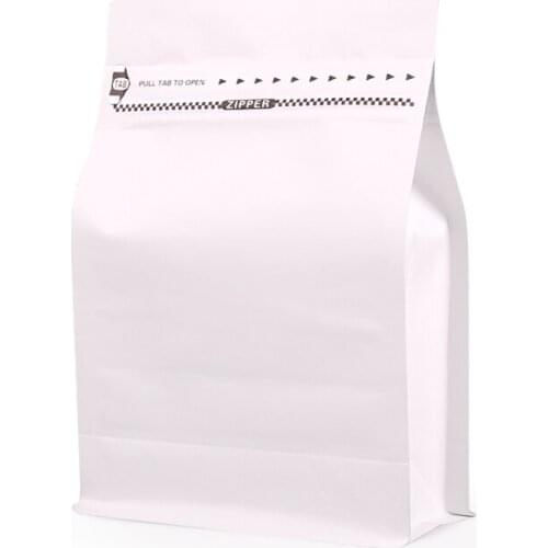 100pcs half pound volume white kraft paper Lamination aluminum foil ziplock packaging bag coffee bag eight side seal zipper bag