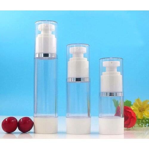 15ml round head plastic airless bottle silver line essence serum/lotion/emulsion liquid foundation skin care cosmetic packing