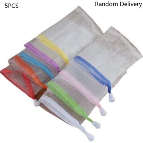 5 Pcs Handmade Soap Bubble Mesh Bags Foam Net Exfoliating Mesh Soap Bag Soap Saver Drawstring Pack Foaming Net for Body