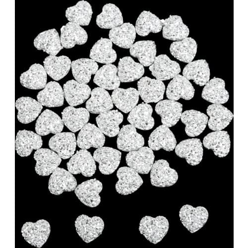 50pcs 12mm Resin Beads Heart Flatback Embellishments Craft Decor Scrapbooking